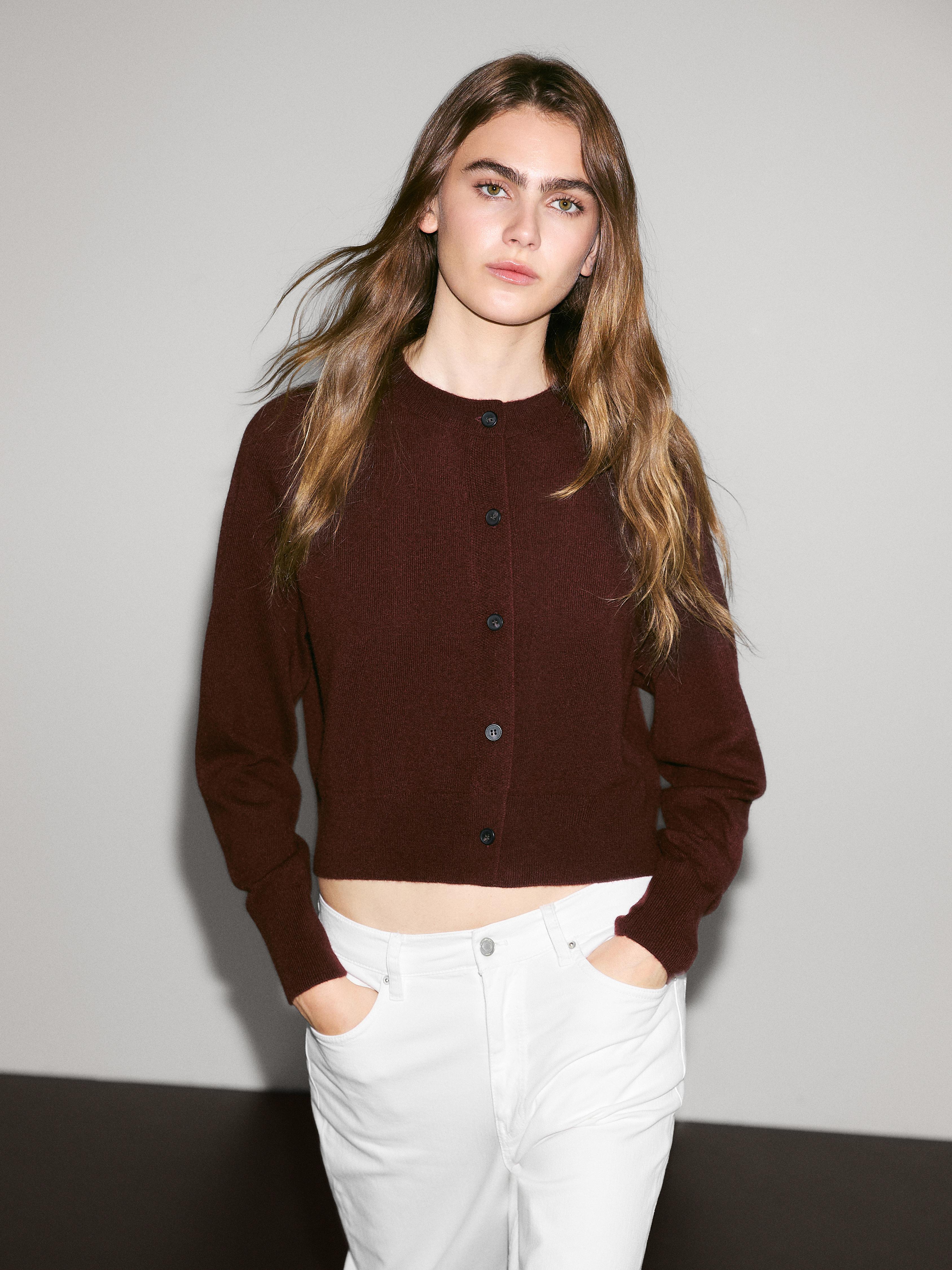 100% cashmere long sleeve cardigan